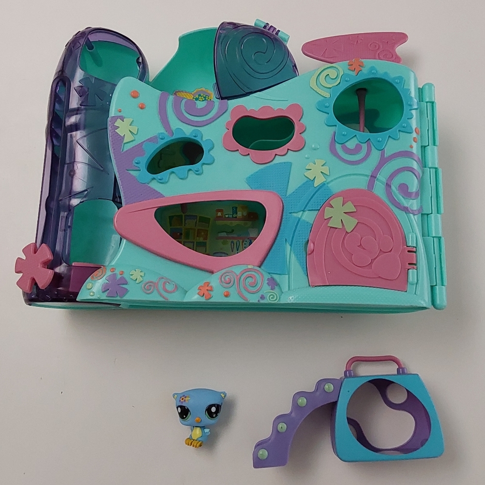 Lps House And Owl Bright Teal and Purple Mini Playset with Pink Accents